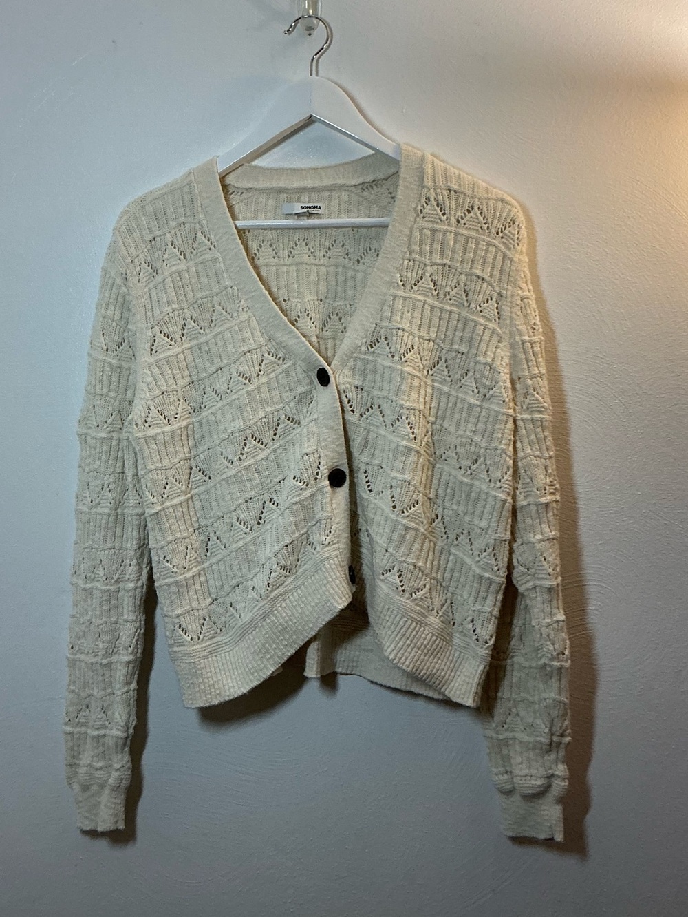 Sonoma Textured Cream V-Neck Button Cardigan Size XL